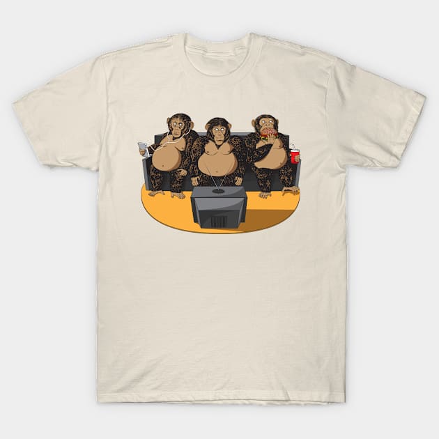 Three Modern Monkeys T-Shirt by Johnny Nova